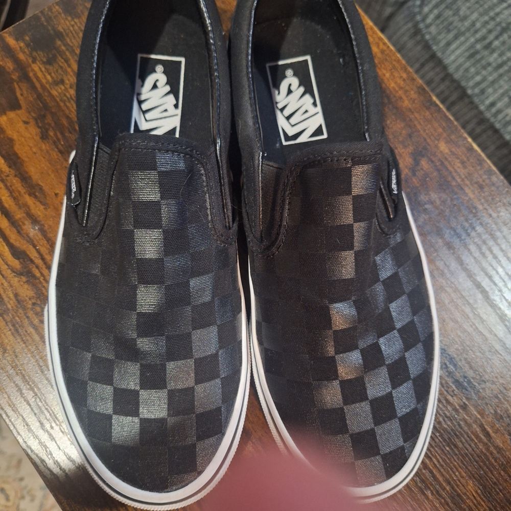 Vans Black Checkered Slip-On Shoes